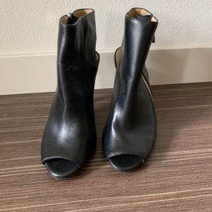 Black Leather Ann Taylor Bootie Heels